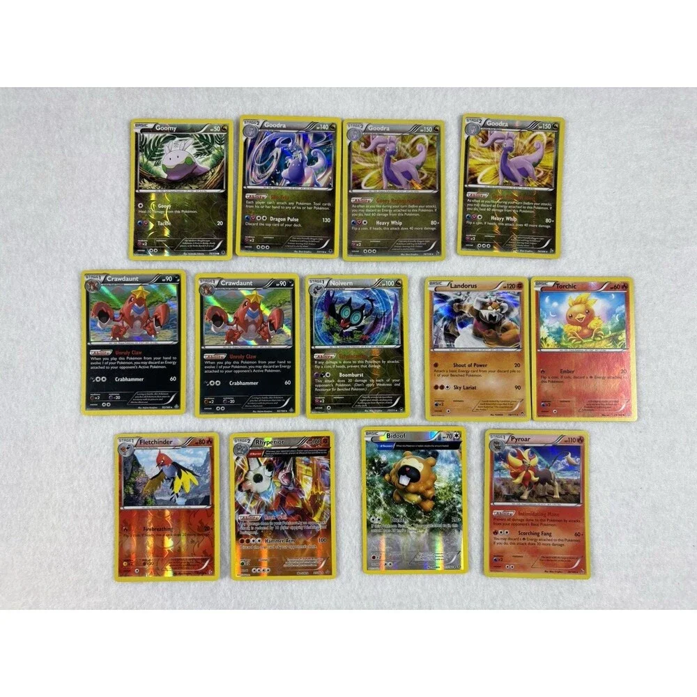 Pokémon Reverse Holo Card Lot of 13 Bidoof Rhyperior Goodra Noivern Torchic NM/L